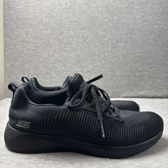 Skechers Womens BOBS Sport Squad SN 31362 Black Running Shoes Lace Up Size 9 - Picture 1 of 9